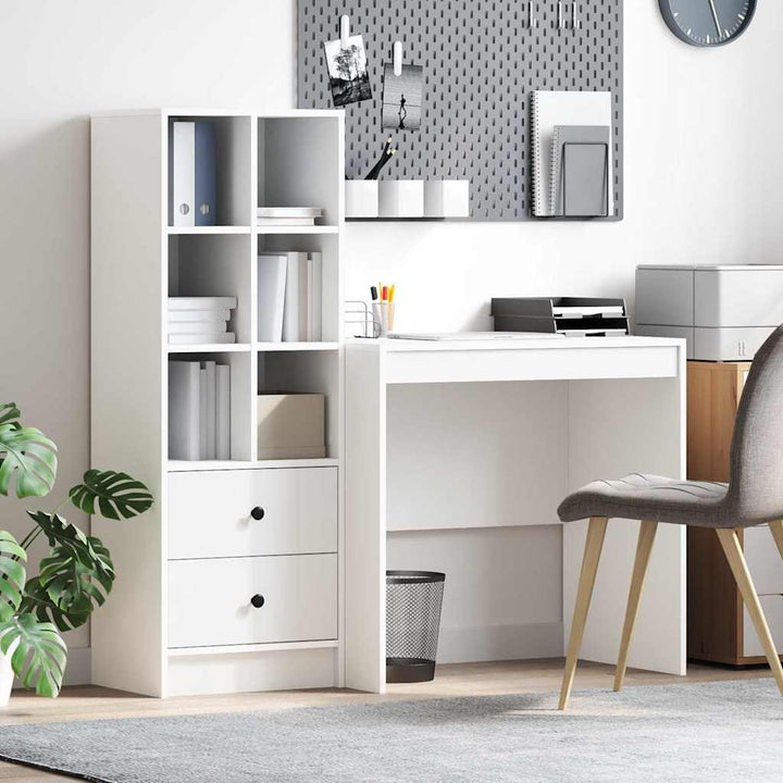 Skrivebord med opbevaring med skuffe 2 pcs Hvid 90 x 50 x 76 cm