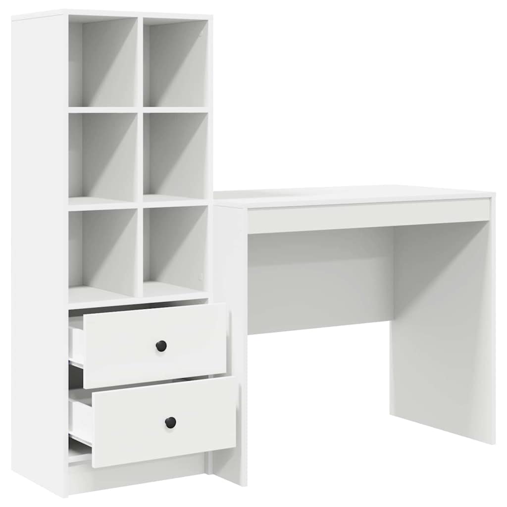 Skrivebord med opbevaring med skuffe 2 pcs Hvid 90 x 50 x 76 cm