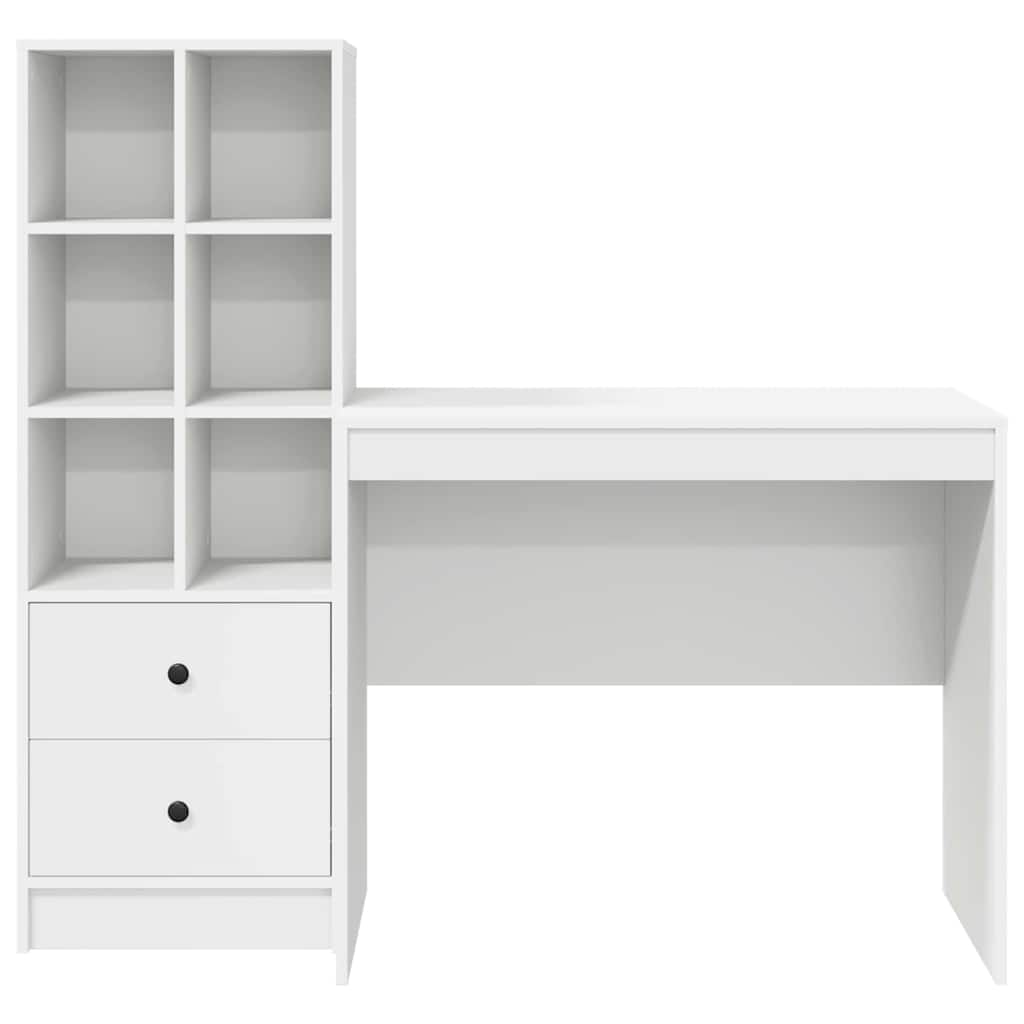 Skrivebord med opbevaring med skuffe 2 pcs Hvid 90 x 50 x 76 cm