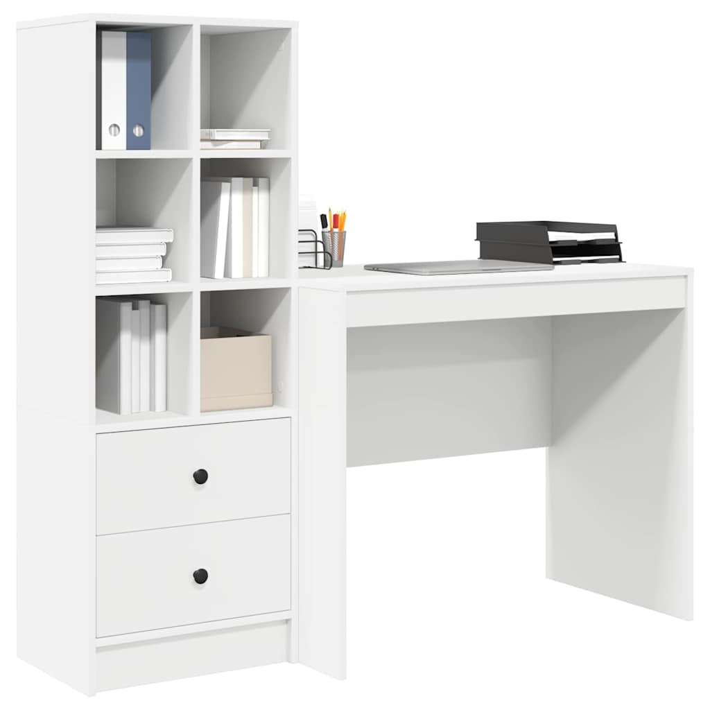Skrivebord med opbevaring med skuffe 2 pcs Hvid 90 x 50 x 76 cm