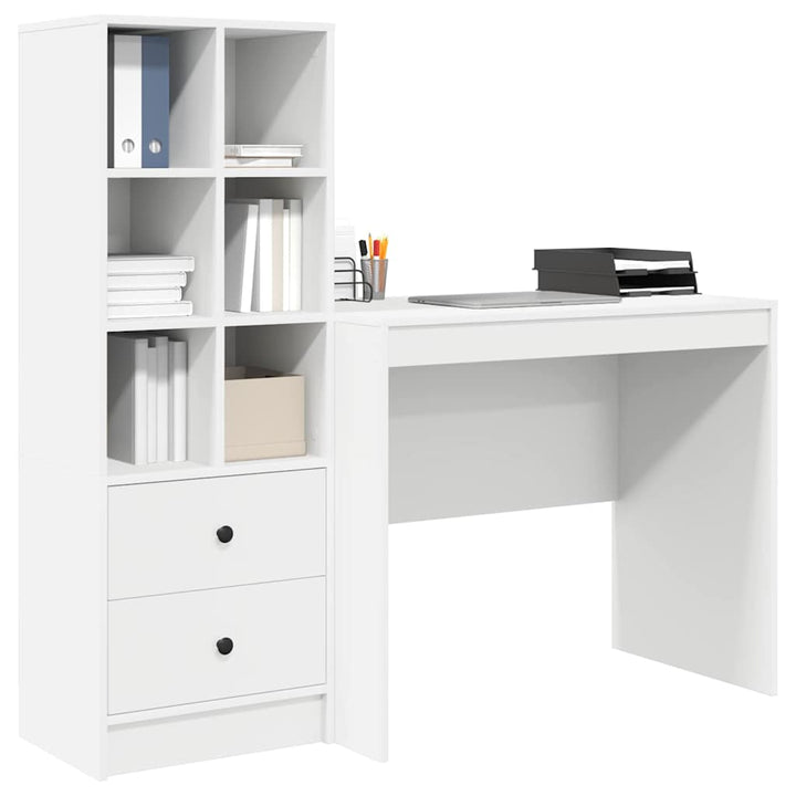Skrivebord med opbevaring med skuffe 2 pcs Hvid 90 x 50 x 76 cm