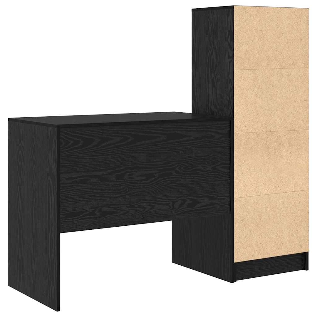 Skrivebord med opbevaring 2 pcs Sort eg 90 x 50 x 76 cm