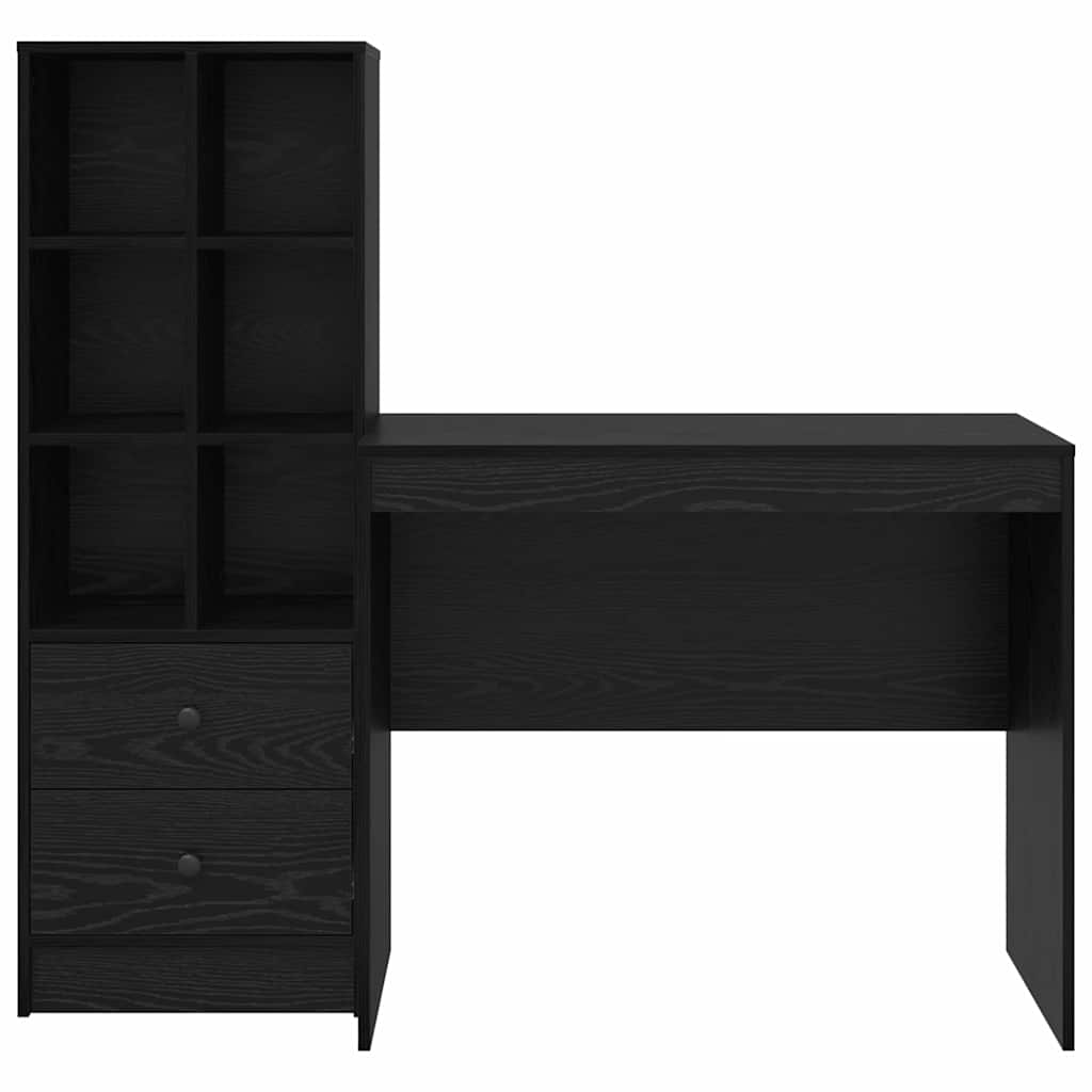 Skrivebord med opbevaring 2 pcs Sort eg 90 x 50 x 76 cm
