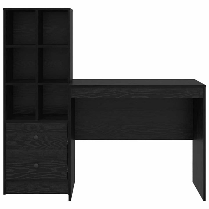 Skrivebord med opbevaring 2 pcs Sort eg 90 x 50 x 76 cm