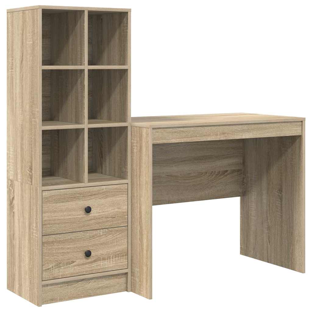 Skrivebord med opbevaring 2 pcs Sonoma eg 90 x 50 x 76 cm