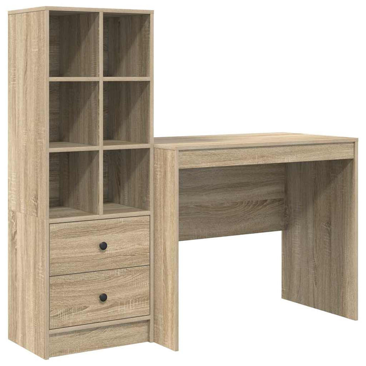 Skrivebord med opbevaring 2 pcs Sonoma eg 90 x 50 x 76 cm