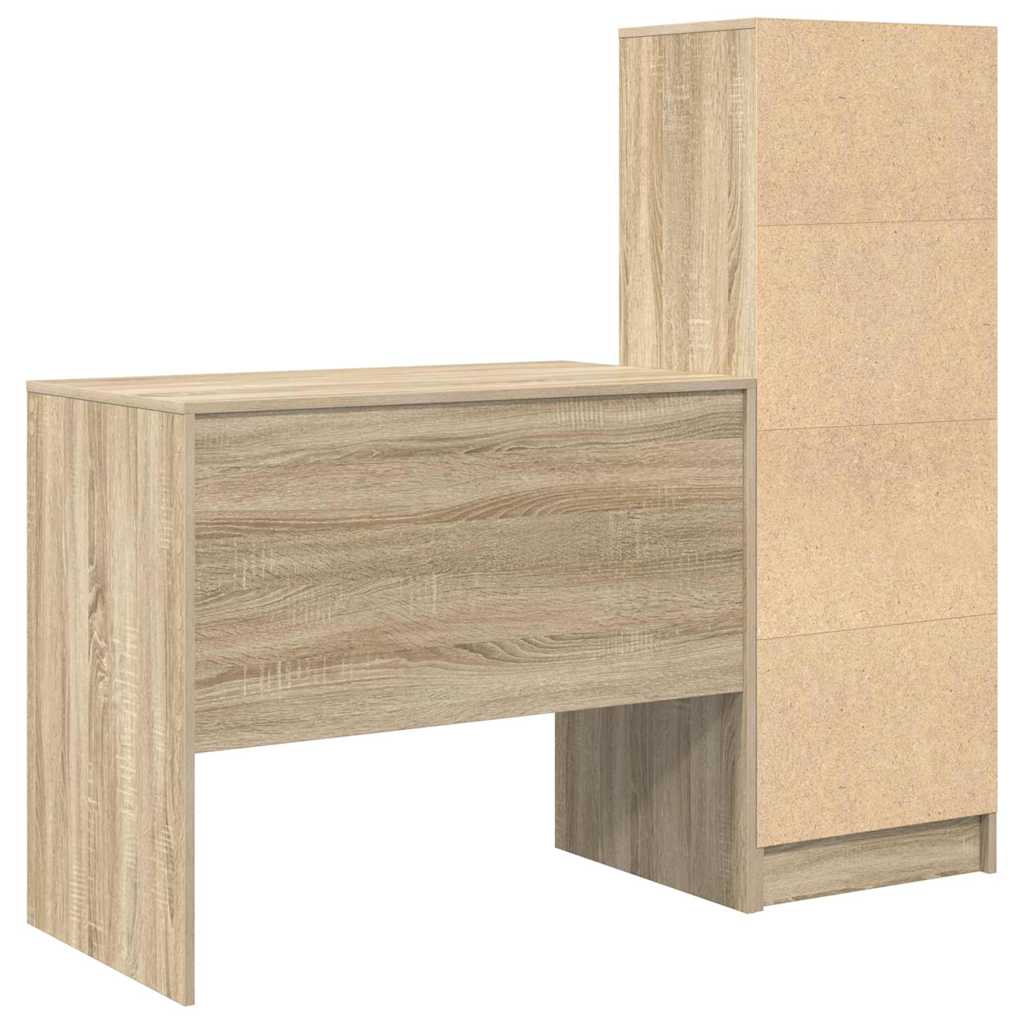 Skrivebord med opbevaring 2 pcs Sonoma eg 90 x 50 x 76 cm