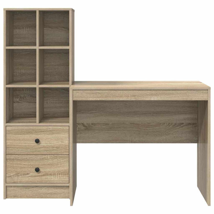 Skrivebord med opbevaring 2 pcs Sonoma eg 90 x 50 x 76 cm