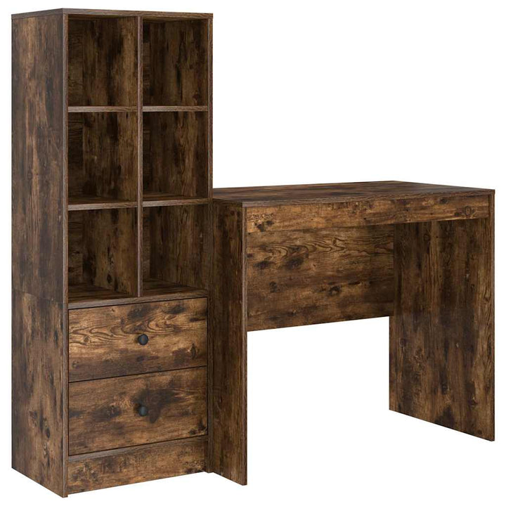 Skrivebord med opbevaring 2 pcs Røget eg 90 x 50 x 76 cm
