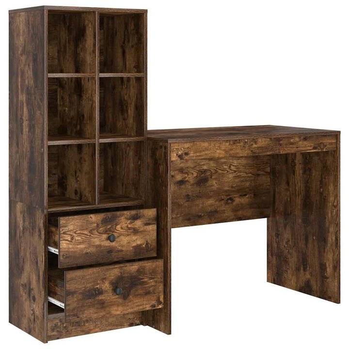 Skrivebord med opbevaring 2 pcs Røget eg 90 x 50 x 76 cm