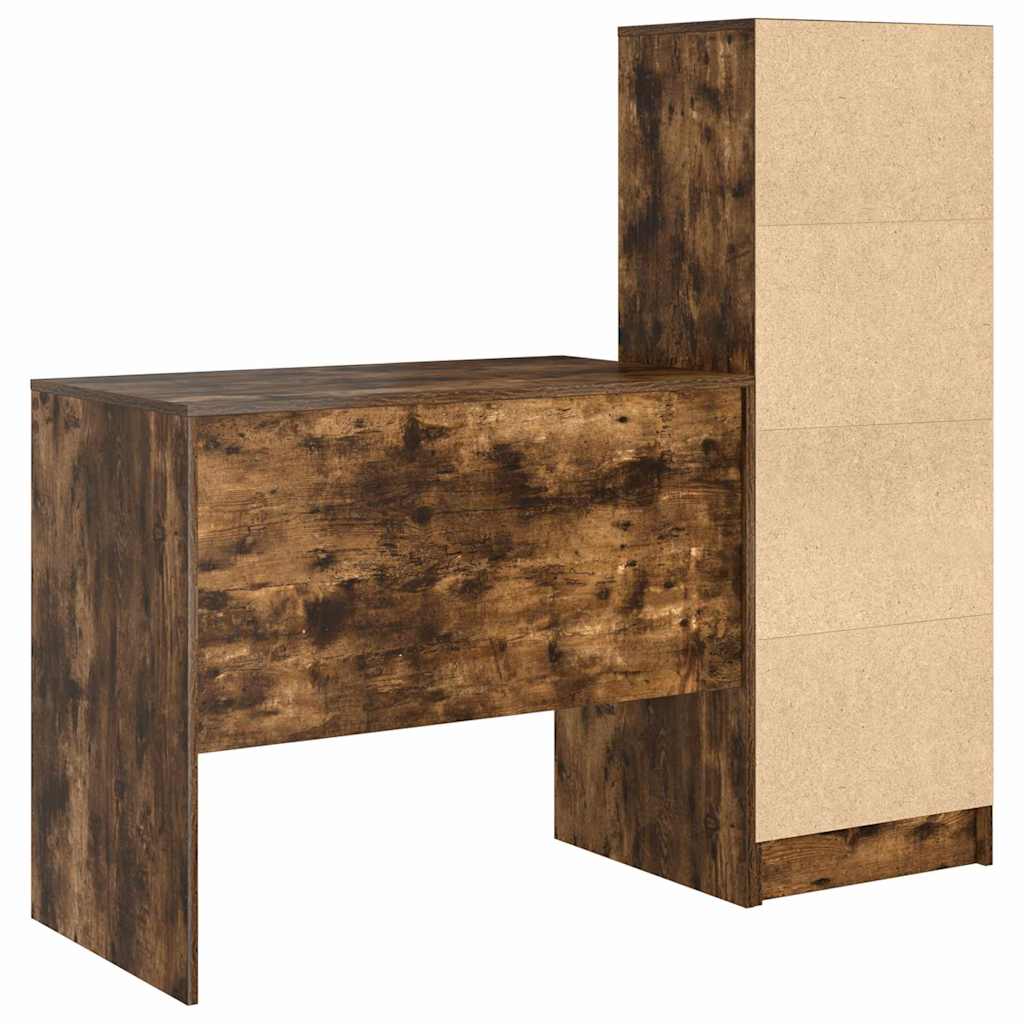 Skrivebord med opbevaring 2 pcs Røget eg 90 x 50 x 76 cm
