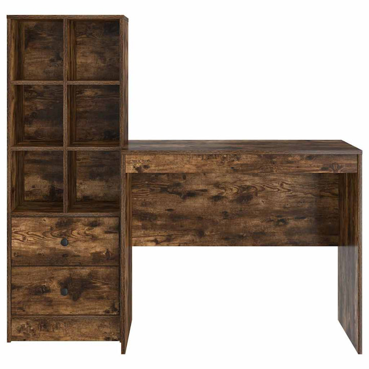 Skrivebord med opbevaring 2 pcs Røget eg 90 x 50 x 76 cm