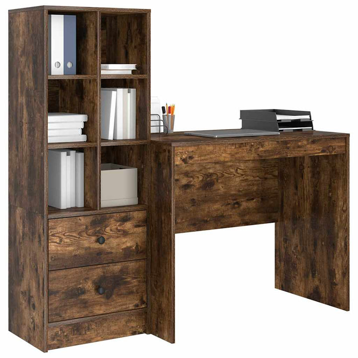 Skrivebord med opbevaring 2 pcs Røget eg 90 x 50 x 76 cm