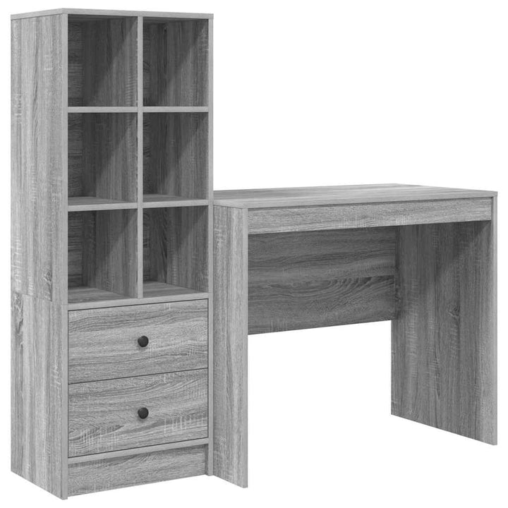Skrivebord med opbevaring 2 pcs Grå sonoma-eg 90 x 50 x 76 cm