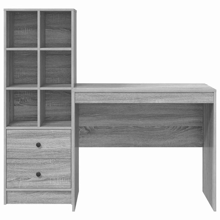 Skrivebord med opbevaring 2 pcs Grå sonoma-eg 90 x 50 x 76 cm