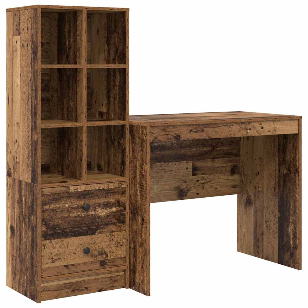 Skrivebord med opbevaring 2 pcs Gammelt træ 90 x 50 x 76 cm