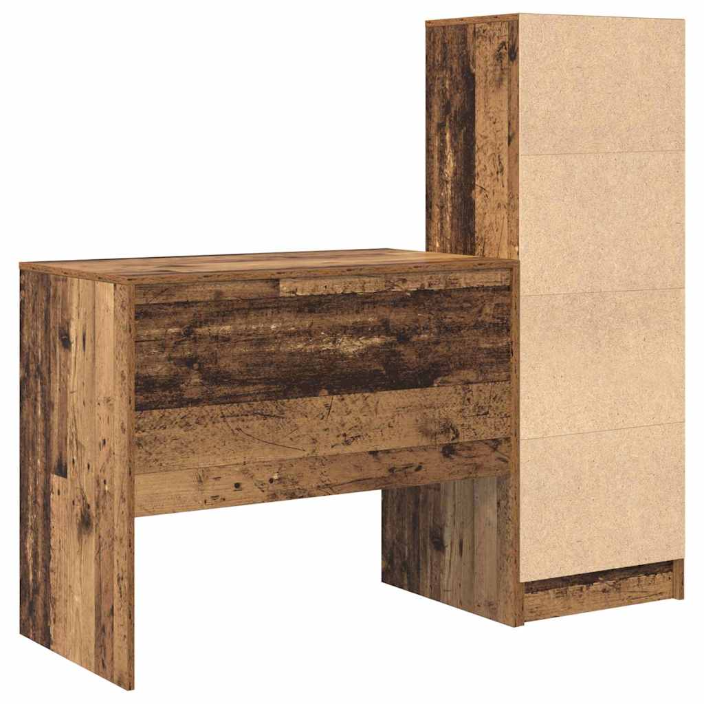Skrivebord med opbevaring 2 pcs Gammelt træ 90 x 50 x 76 cm
