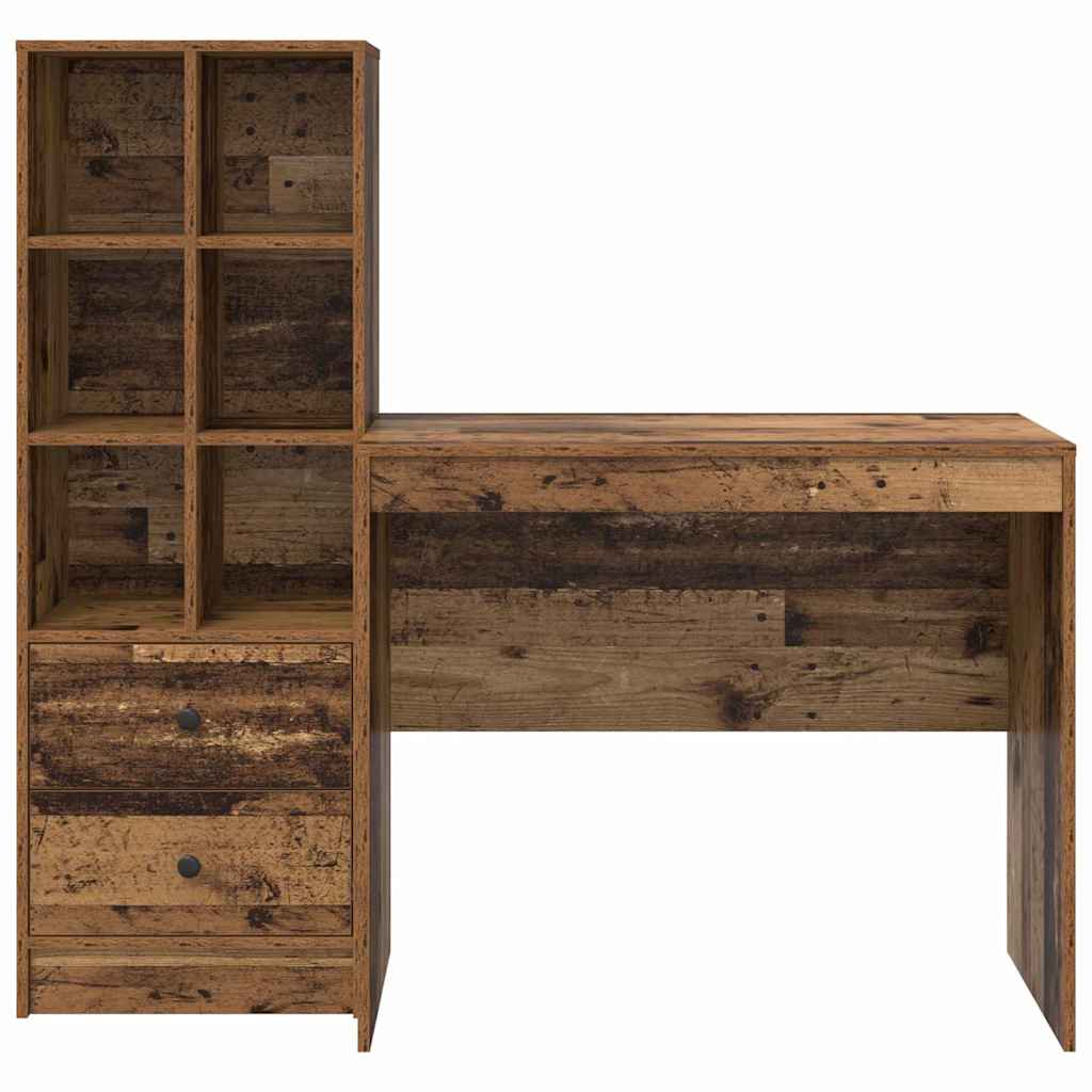Skrivebord med opbevaring 2 pcs Gammelt træ 90 x 50 x 76 cm