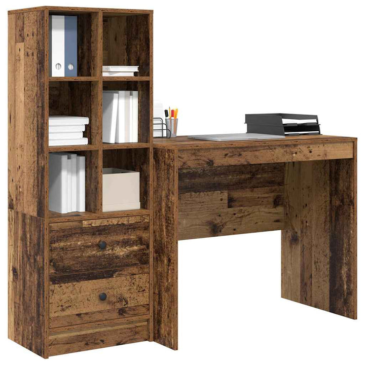 Skrivebord med opbevaring 2 pcs Gammelt træ 90 x 50 x 76 cm