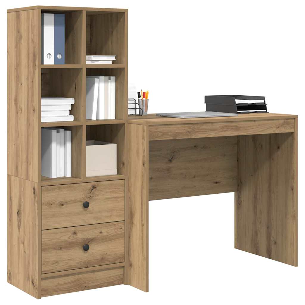 Skrivebord med opbevaring 2 pcs artisan eg 90 x 50 x 76 cm
