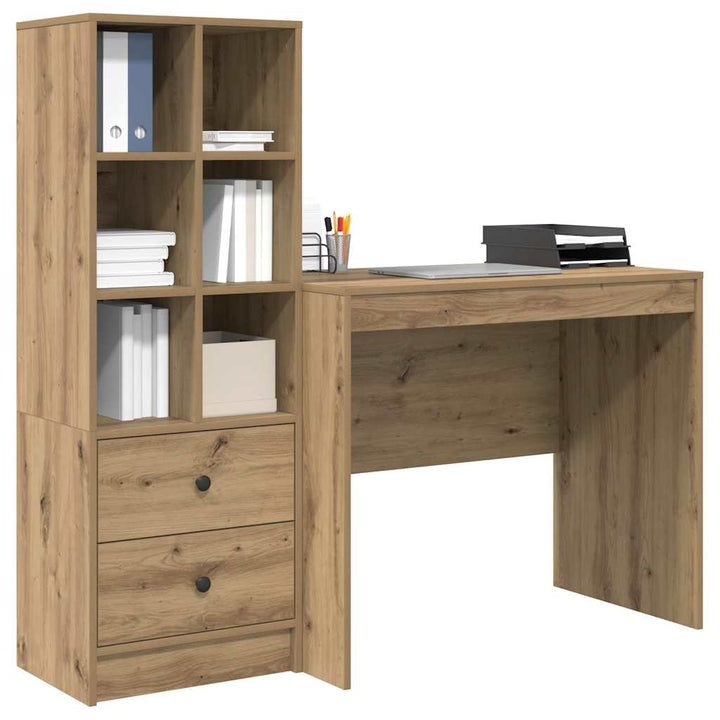 Skrivebord med opbevaring 2 pcs artisan eg 90 x 50 x 76 cm