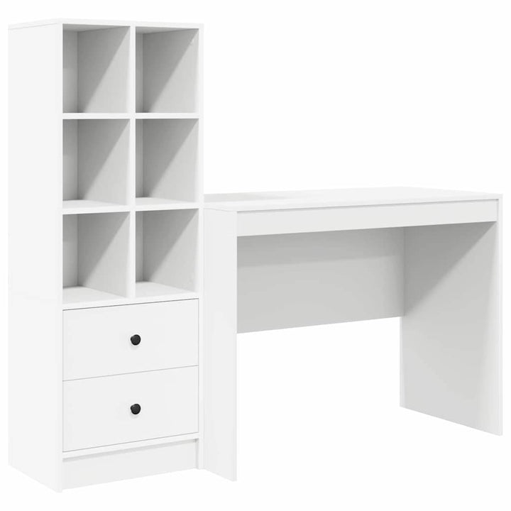 Skrivebord med opbevaring med hylde 2 pcs Hvid 100 x 50 x 76 cm