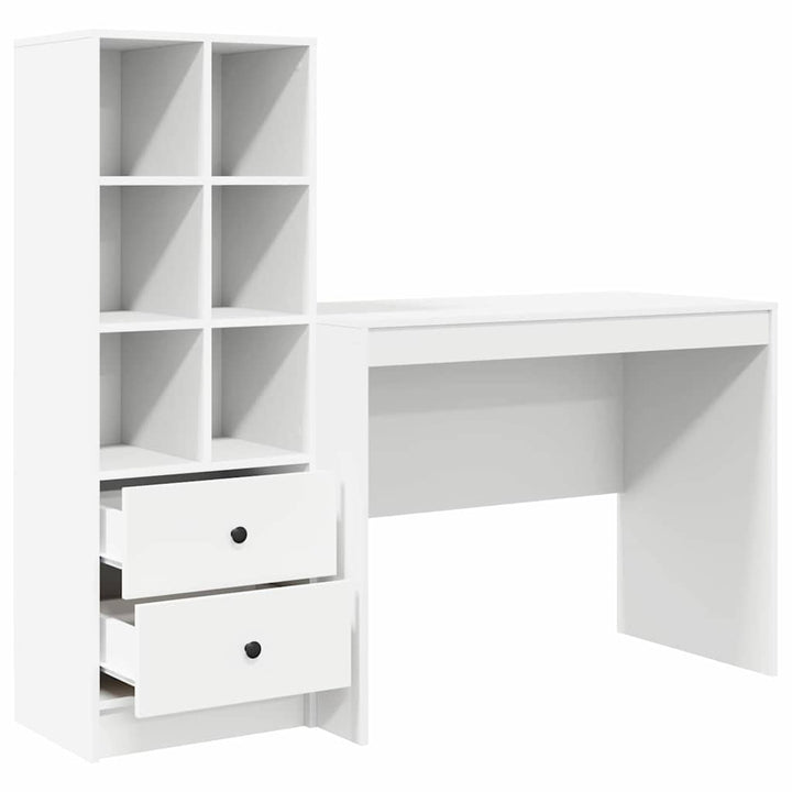 Skrivebord med opbevaring med hylde 2 pcs Hvid 100 x 50 x 76 cm