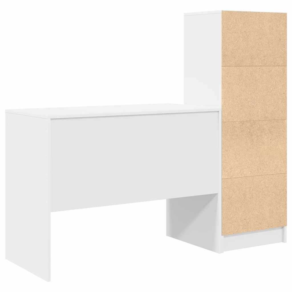 Skrivebord med opbevaring med hylde 2 pcs Hvid 100 x 50 x 76 cm