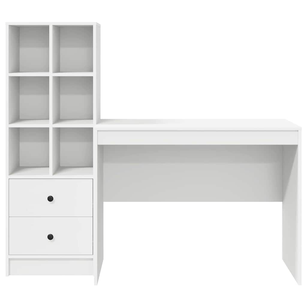 Skrivebord med opbevaring med hylde 2 pcs Hvid 100 x 50 x 76 cm