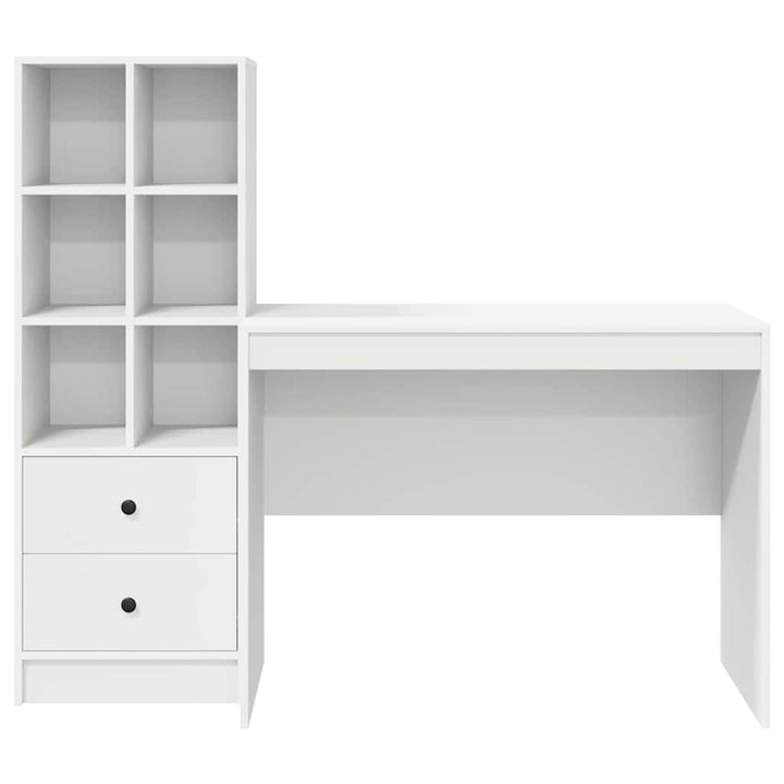 Skrivebord med opbevaring med hylde 2 pcs Hvid 100 x 50 x 76 cm