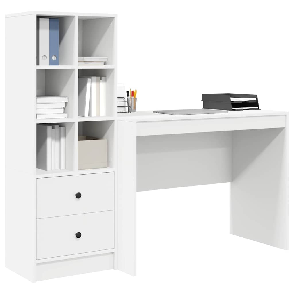 Skrivebord med opbevaring med hylde 2 pcs Hvid 100 x 50 x 76 cm