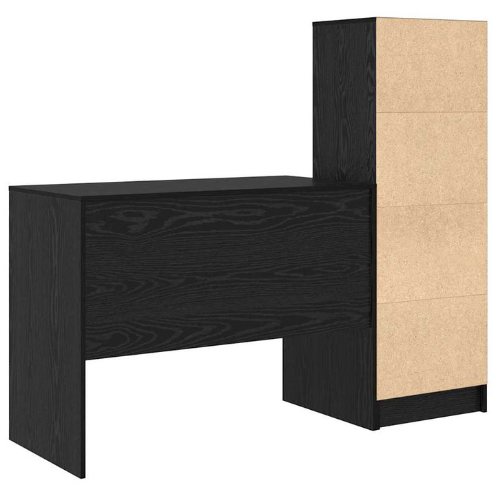 Skrivebord med opbevaring 2 pcs Sort eg 100 x 50 x 76 cm
