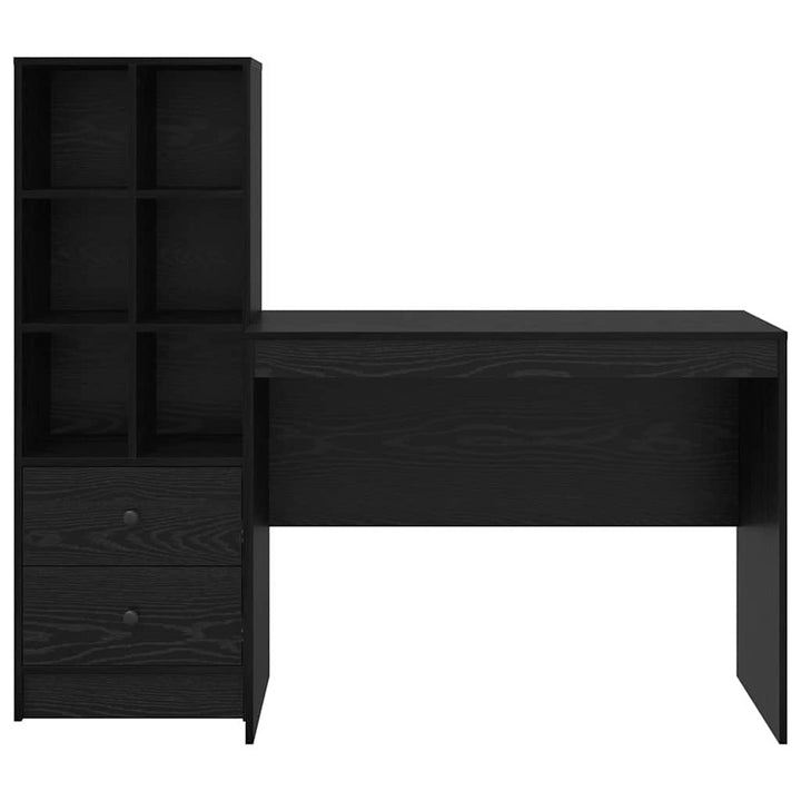 Skrivebord med opbevaring 2 pcs Sort eg 100 x 50 x 76 cm