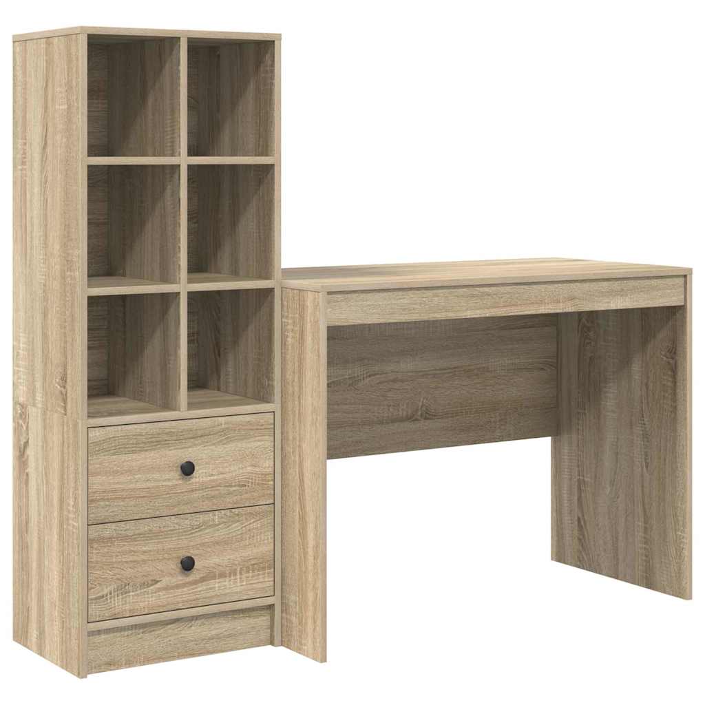 Skrivebord med opbevaring 2 pcs Sonoma eg 100 x 50 x 76 cm