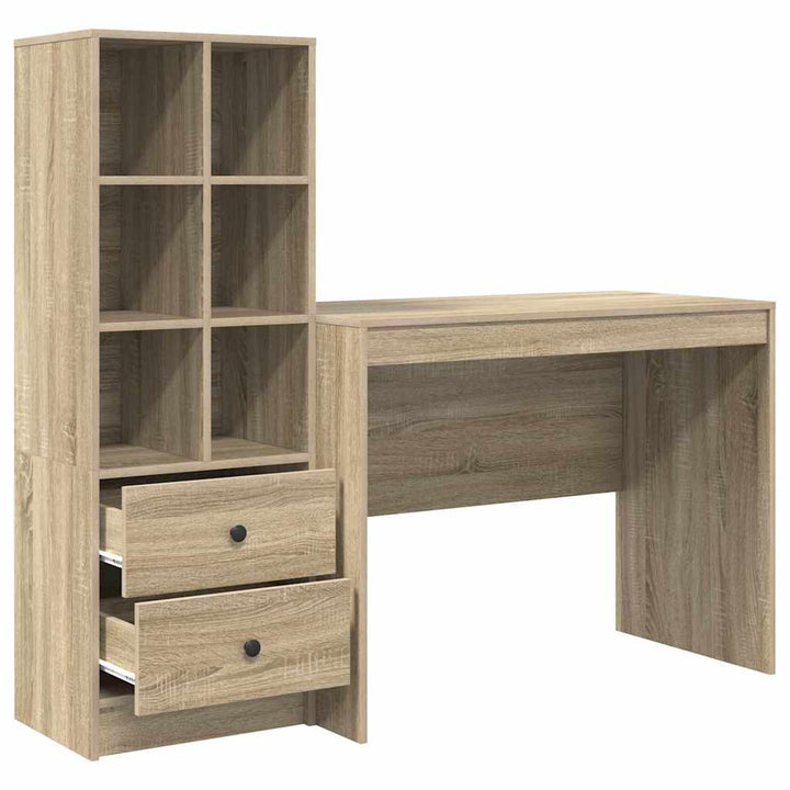 Skrivebord med opbevaring 2 pcs Sonoma eg 100 x 50 x 76 cm