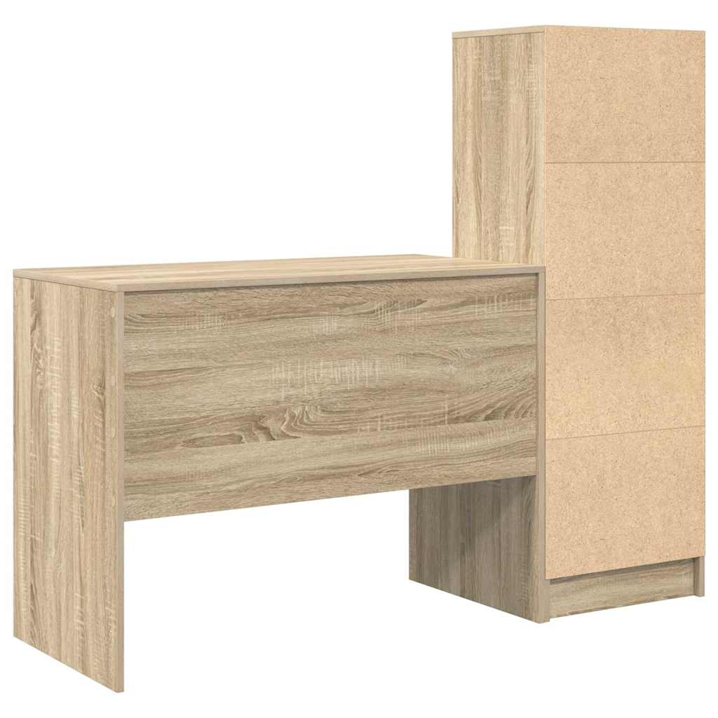 Skrivebord med opbevaring 2 pcs Sonoma eg 100 x 50 x 76 cm