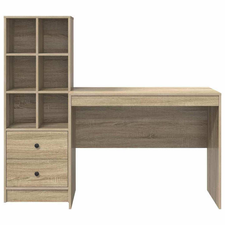 Skrivebord med opbevaring 2 pcs Sonoma eg 100 x 50 x 76 cm