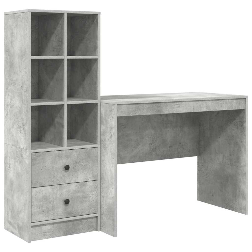 Skrivebord med opbevaring 2 pcs Beton Grå 100 x 50 x 76 cm