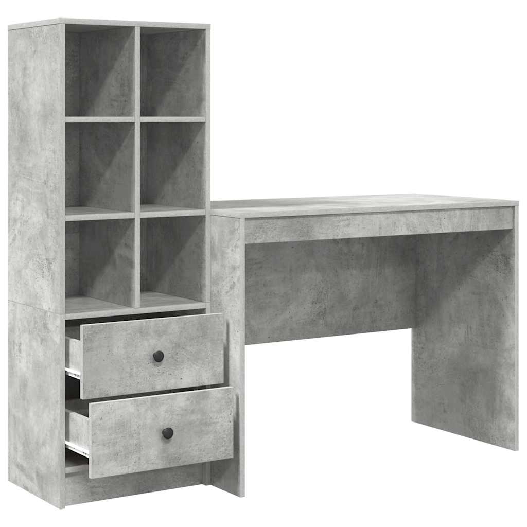 Skrivebord med opbevaring 2 pcs Beton Grå 100 x 50 x 76 cm