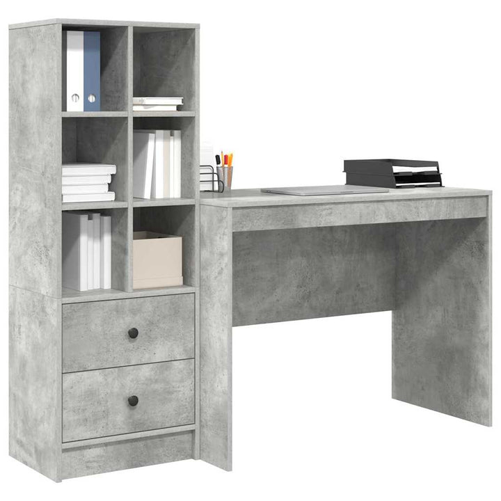 Skrivebord med opbevaring 2 pcs Beton Grå 100 x 50 x 76 cm