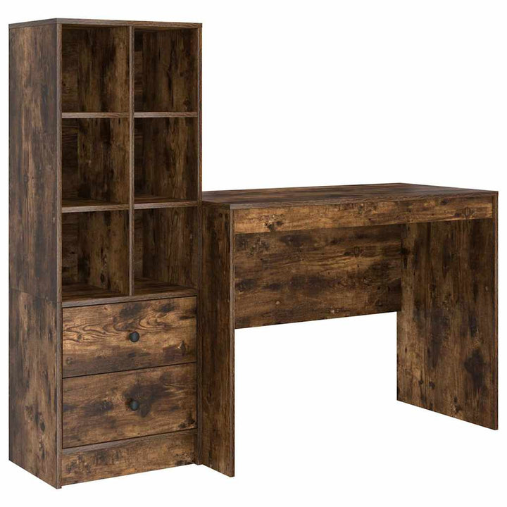Skrivebord med opbevaring 2 pcs Røget eg 100 x 50 x 76 cm