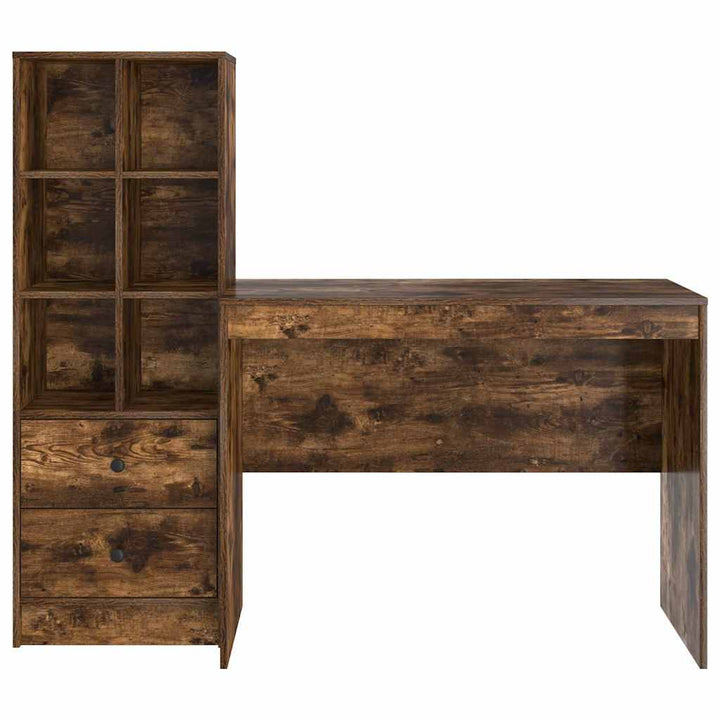 Skrivebord med opbevaring 2 pcs Røget eg 100 x 50 x 76 cm