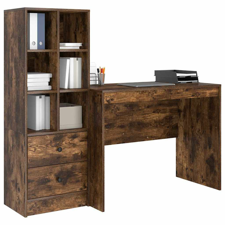 Skrivebord med opbevaring 2 pcs Røget eg 100 x 50 x 76 cm