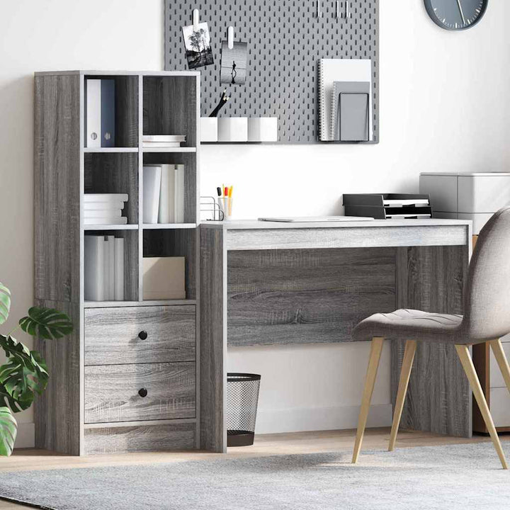 Skrivebord med opbevaring 2 pcs Grå sonoma-eg 100 x 50 x 76 cm