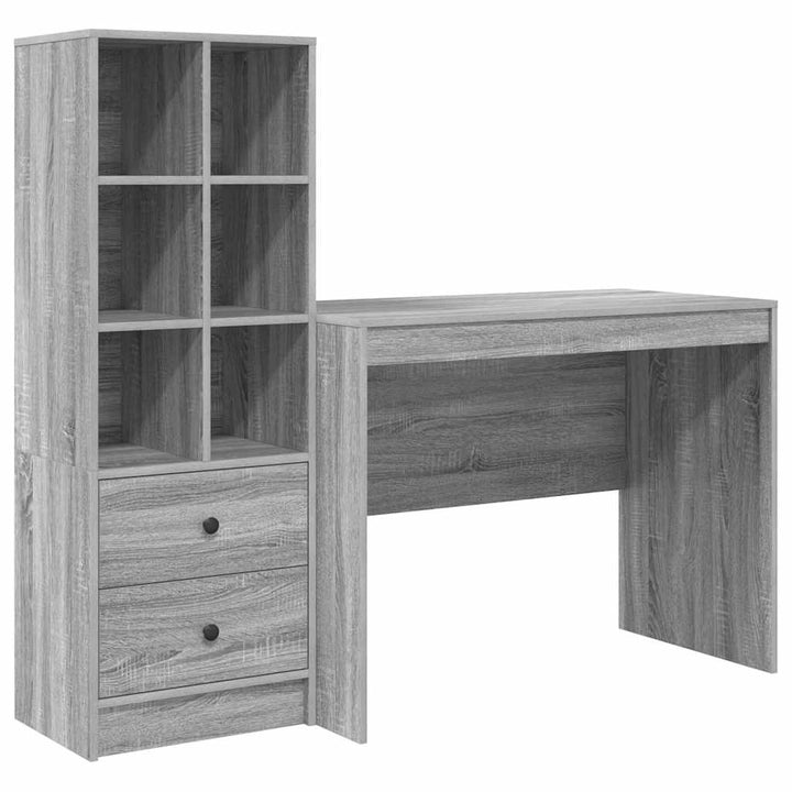 Skrivebord med opbevaring 2 pcs Grå sonoma-eg 100 x 50 x 76 cm
