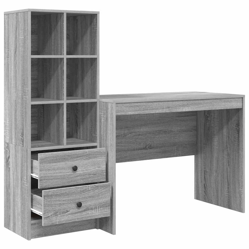 Skrivebord med opbevaring 2 pcs Grå sonoma-eg 100 x 50 x 76 cm