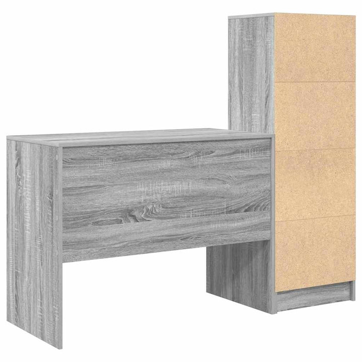 Skrivebord med opbevaring 2 pcs Grå sonoma-eg 100 x 50 x 76 cm