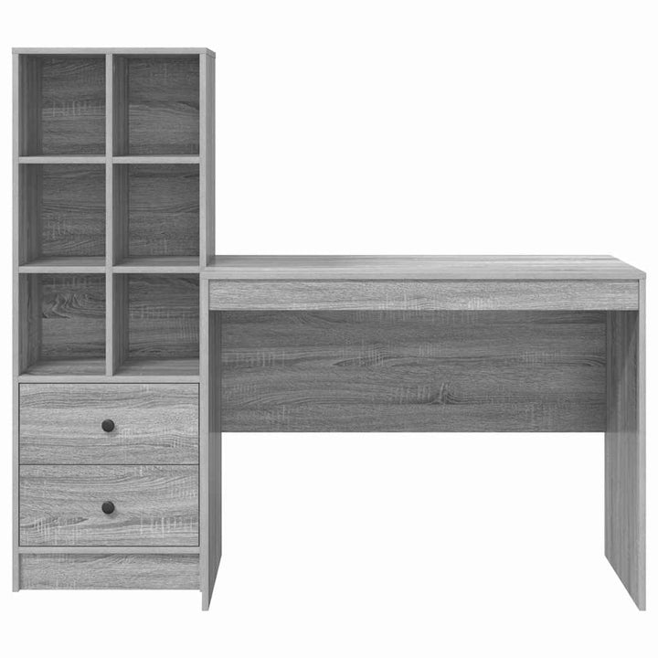 Skrivebord med opbevaring 2 pcs Grå sonoma-eg 100 x 50 x 76 cm