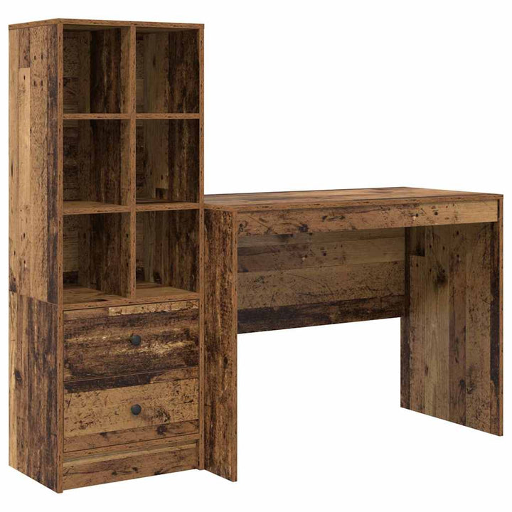 Skrivebord med opbevaring 2 pcs Gammelt træ 100 x 50 x 76 cm