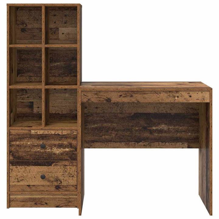 Skrivebord med opbevaring 2 pcs Gammelt træ 100 x 50 x 76 cm